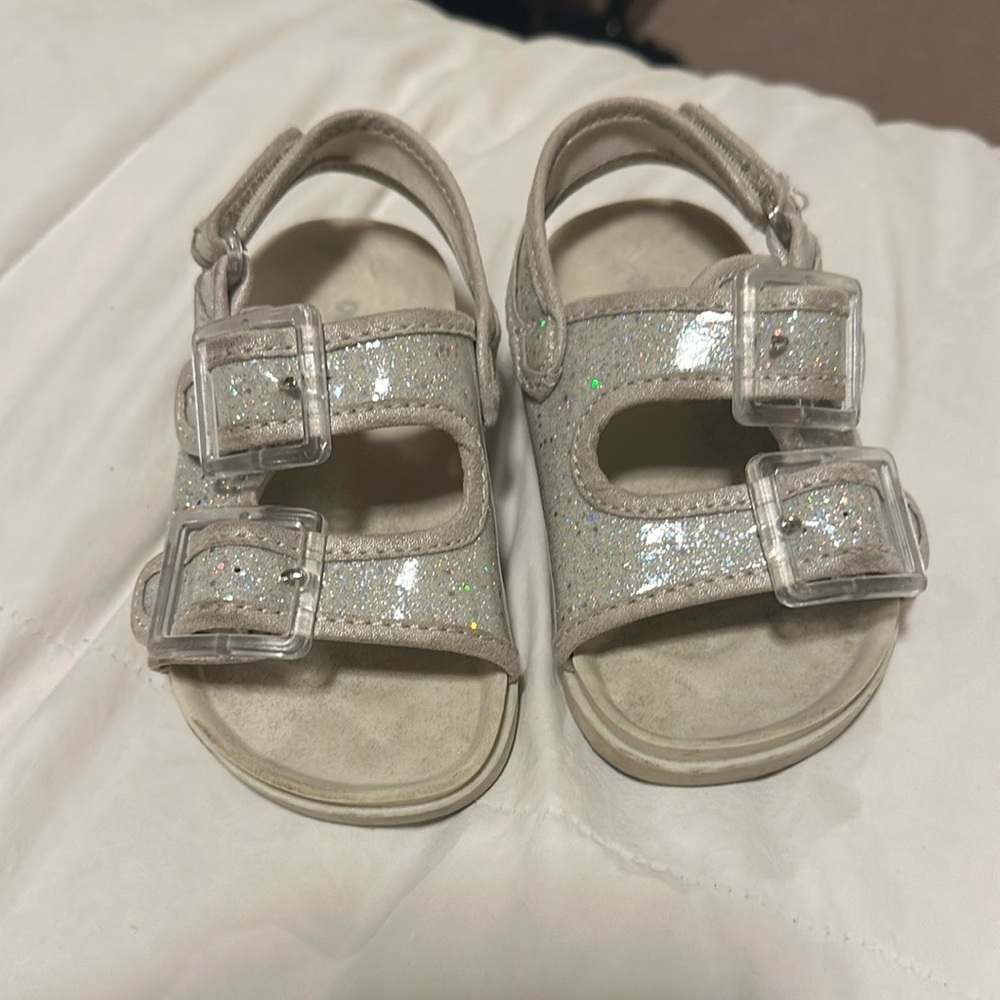 Old Navy Silver Sparkly Sandals Adjustable Straps